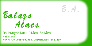 balazs alacs business card