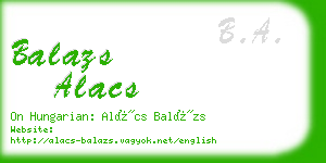 balazs alacs business card